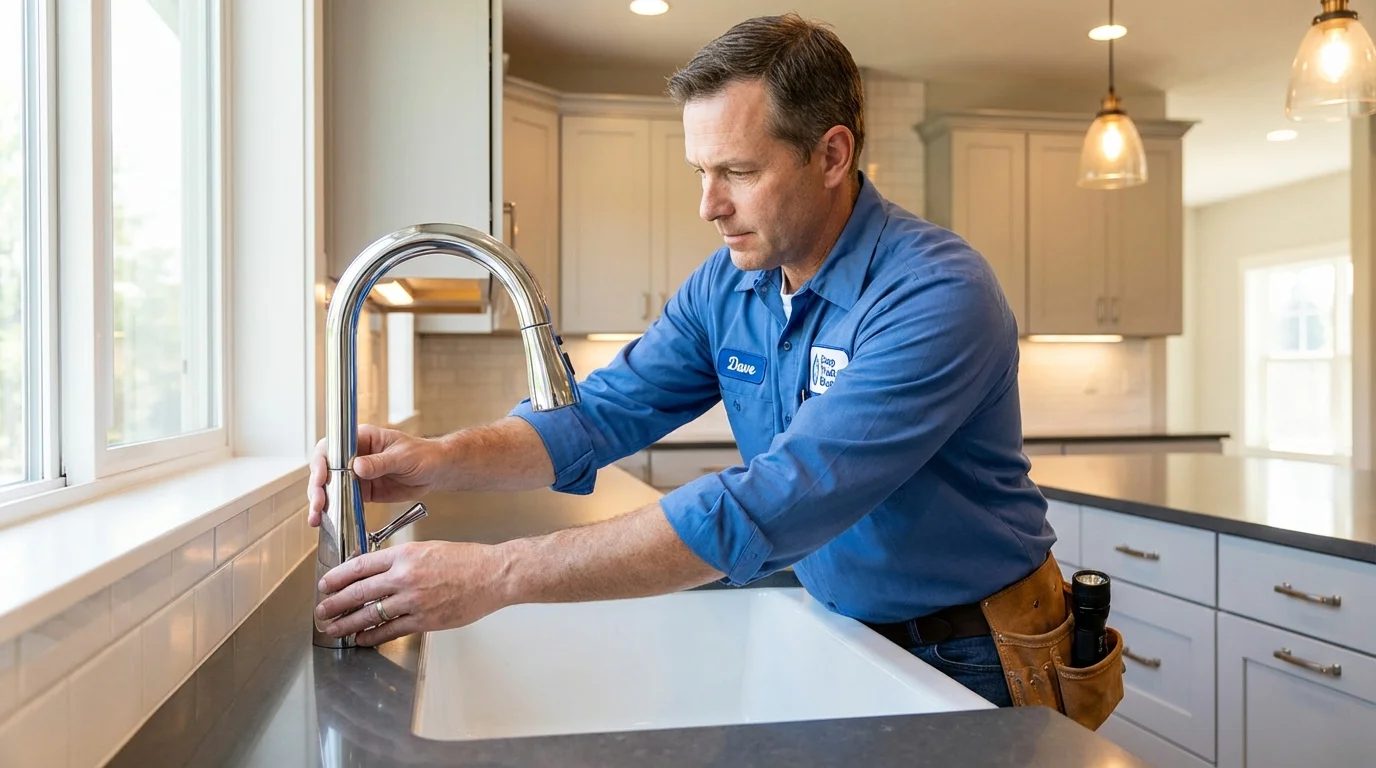 Kitchen faucet installation by Johns Plumbing LLC in DeWitt